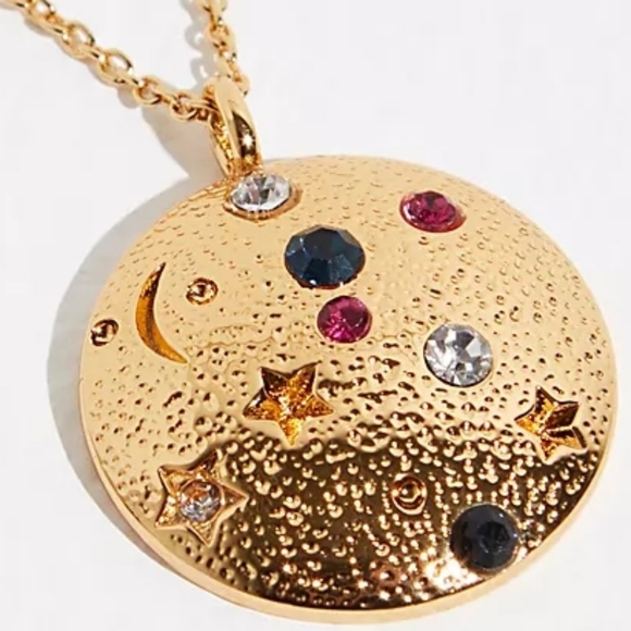 NWT Free People Gold Plated Orbit Multicolored Stones Necklace - Picture 3 of 8